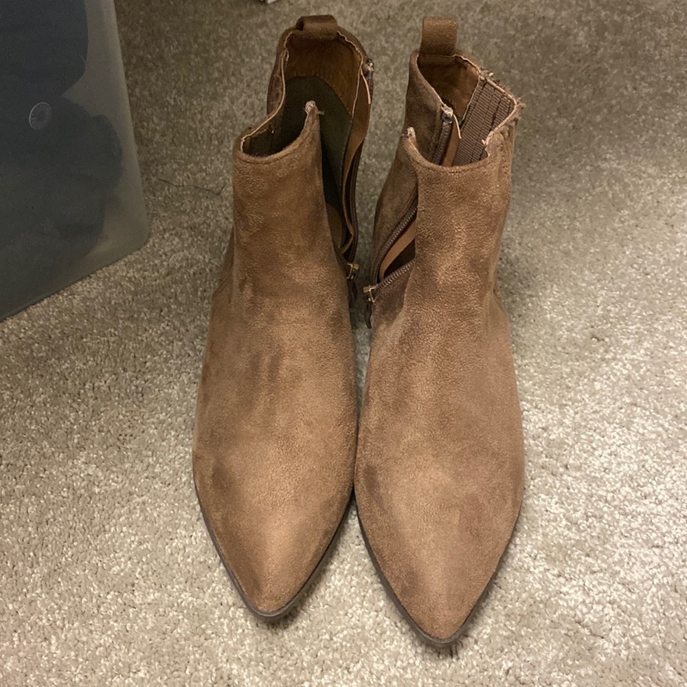 Brown mid way booties